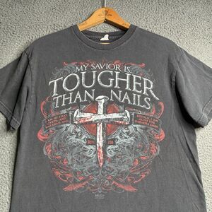 Y2K MMA Style Jesus Cross Graphic T-Shirt Mens Medium Kerusso Black